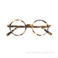 Men Women Black Round Acetate Frame Optical Eyeglasses Glasses